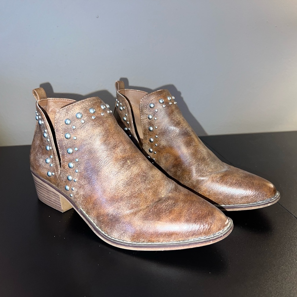Madden Girl Brown Studded Ankle Booties
